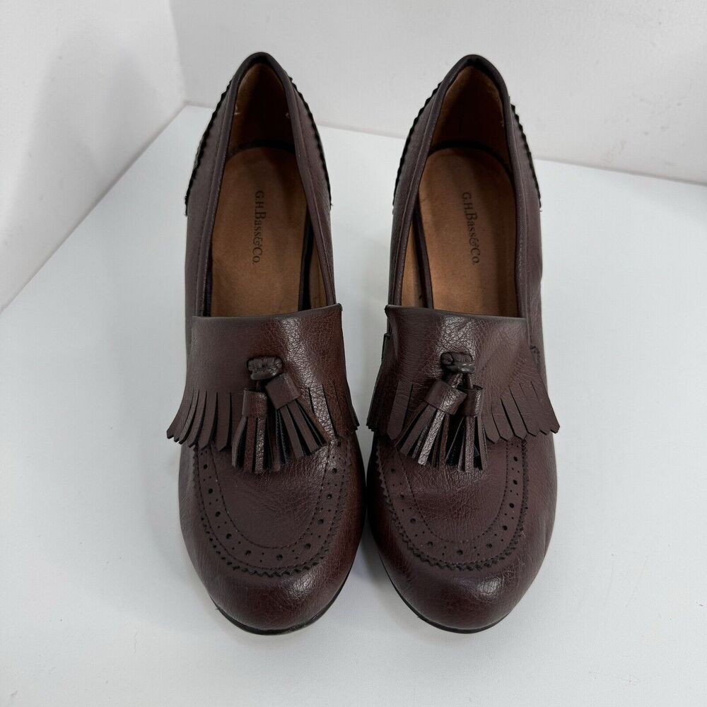 GH Bass & Co. Block Heels Women's 7 M Pumps SlipOn Shoes Kiltie Tassels Academia - Picture 3 of 8